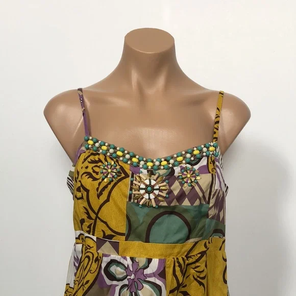 CABi Floral Patterned Beaded Summer Dress size 8 EUC ! - Picture 7 of 12